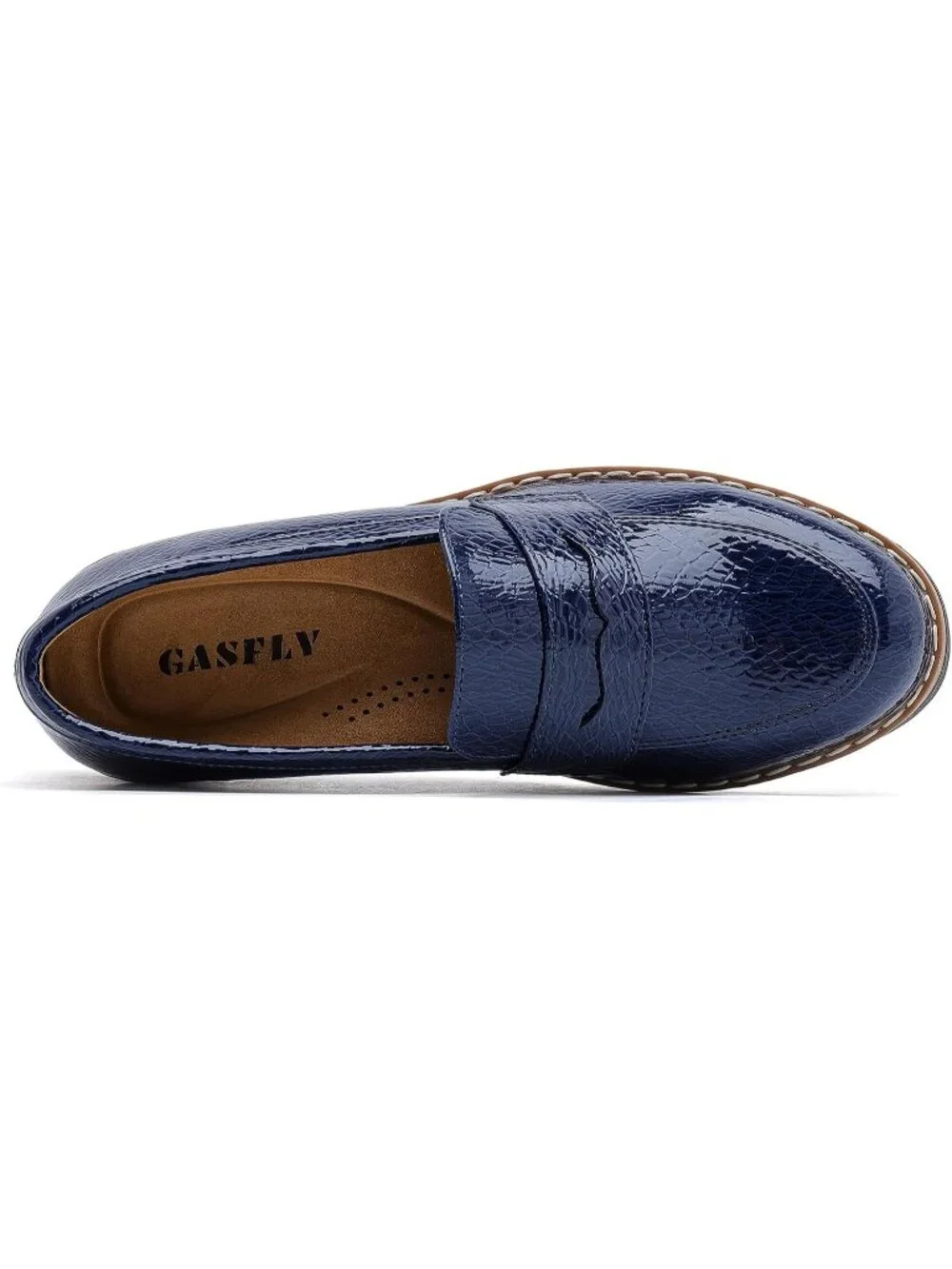 🆕Women's Dark Blue Round Toe Platform Chunky Heeled Loafers Business Shoes